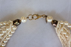Vintage Herguz Faux Pearl Multi Strand 16″ Choker PETITE Necklace