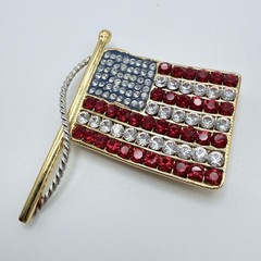 Kenneth Lane KJL Rhinestone American Flag Brooch Pendant Patriotic Americana