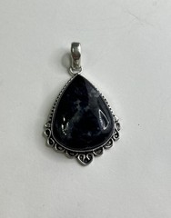 Vintage Sterling Silver 925 Dark Blue Pendant Southwestern Style Estate Jewelry