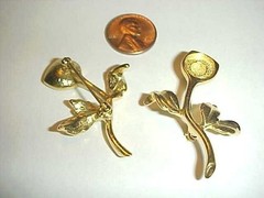 VINTAGE STAMPED SIGNED “JOAN RIVERS” GOLD 10mm. UNSET FLOWER 2″ BROOCH PIN L975