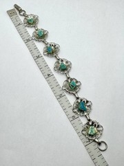 Vintage 60’s TURQUOISE Stones Nuggets Silver Tone Southwestern Western Bracelet