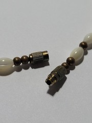 Vintage Green And White Beaded Necklace Natural Gemstones Brass Wire & Beads