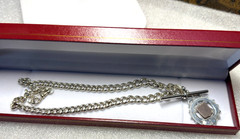Silver & Gold Fob Curb Link Chain/Necklace – AHS – Chester – 1900 / 1914