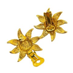 GRAZIANO signed vintage gold tone faux turquoise star designer clip on earrings