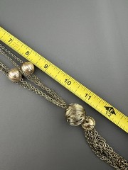 Vintage Tassel Necklace Faux Pearl Beaded Gold Tone Signed Bijoux Terner 21”
