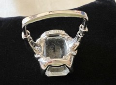 1960s Vintage VENDOME adjustable cocktail ring, w/ clear glass emerald-cut stone