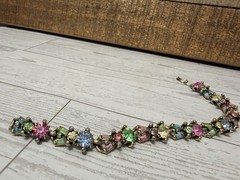 Hollycraft Pastel Rhinestone Bracelet, Stamped Copr 1955, 1950s Vintage Jewelry