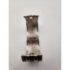 Lanvin Paris Vintage Art Deco Enamel Hinged Cuff Bracelet Silver Brown Black