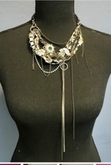 Juicy Couture Vintage Victorian Look Rare Layered Necklace With Dangling Chains
