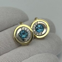 Vintage Original Yellow & White Gold Earrings with Natural Topaz 585 14K 5,07 g.