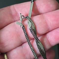 Vintage Monet Silver Tone Herringbone Chain Necklace 30 in
