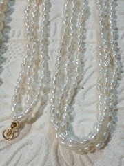 Mother of Pearl white beaded necklace, freshwater pearls? + other necklaces.