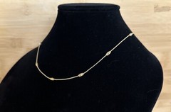 Vintage Lia Sophia Gold Tone Station Chain Necklace 18” Chic Everyday Layering