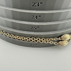 Vintage Flapper Chain Necklace Gold Tone Textured Cable Link Oval Station Bead