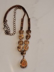 Vintage Style Rhinestone Necklace Clear Crystal Teardrop Pendant 18″
