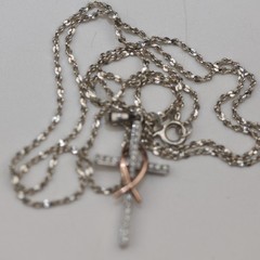 Cross Gemstone Pendant with 10k Wrap Necklace Sterling Silver