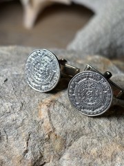 Vintage Sterling Silver Cufflinks Cuff Links Aztec Mayan Design Hecho En Mexico