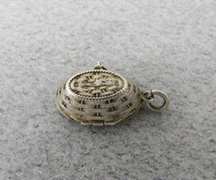 Antique Egyptian Revival Baby Moses Basket Charm with Baby 800 Silver Enamel