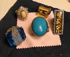 Fashion Rings Lot of 5 Multicolor Mixed Styles Metal Glass Plastic for Women