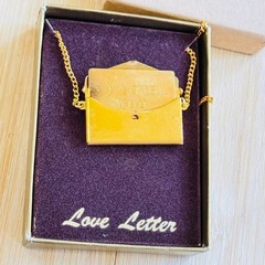 Special Delivery Envelope Love Letter Necklace VTG Sweetheart Retro Gold Tone