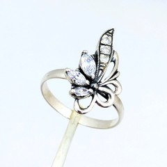 Vintage Luxury RING Silver 925 with Bright Stones-size: 9.5US(19.5mm) Ukraine#79