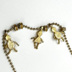 Vintage Y2K Multi-Color Rhinestone Boy & Girl Charm Ball Chain Necklace Classic
