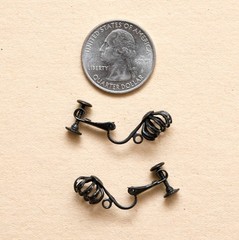 1 PAIR Vintage Miriam Haskell SIGNED Matte Black Clip On Earring Findings Parts