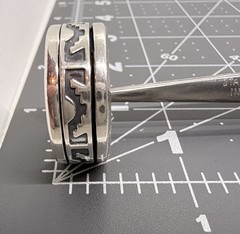 Big Vintage Mexico Sterling Silver 925 Tribal Pattern Spinner Ring Size 11.75