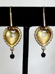Vintage Edgar Berebi Black & Gold Enamel Earrings Art Deco Victorian Gothic Chic