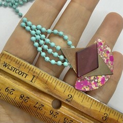 Vtg RARE 80s Post Modern Pop Art Pink Resin Blue Tassel Statement Earrings Post
