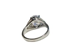 Oval 10mm Cubic Zirconia Solitaire Ring Sz 7 Silver Tone Filigree Engagement EUC