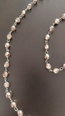 Vintage Silver-Tone Faceted Crystal Bead Long Necklace With Lobster Clasp 56 in
