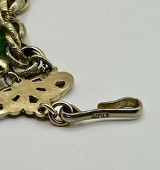Signed Napier 3 Strand Green Aurora Borealis Crystal Bead Gold Chain Necklace