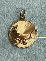 Estate Baby Child Carriage Stroller Pendant Charm 14K Yellow Gold 2.4g