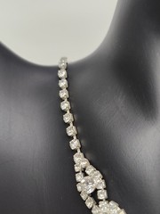 Vintage Signed ICING Silver Tone Rhinestone Necklace – 15″