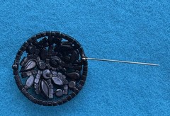 Black Jet Rhinestone Brooch Pin WC