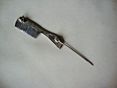 VINTAGE 1970-80s HAIRCOMB MARCASITE ENCRUSTED STERLING SILVER STAMPED 925 PIN