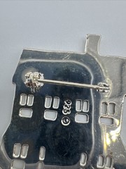 Vintage Designer Signed Sterling Silver w/Etched Details HOUSE Shaped Brooch 8g