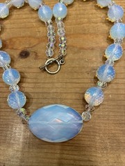 Vintage Faceted Opalite Glass Necklace