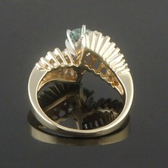 Solid 14K Gold .80 Ct Irradiated Teal Blue Center & 1.00 CTW White Diamond Ring