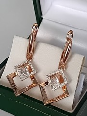 Vintage 1990-s 14 Ct Rolled Gold Zircons Earrings-Hallmarked 585 RG