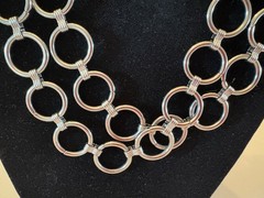 Vintage Long Silver Circle Necklace