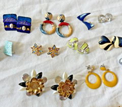 Vintage Colorful Pierced Earrings Lot Of Over 30 Pairs! Retro 70s & 80s Unique!