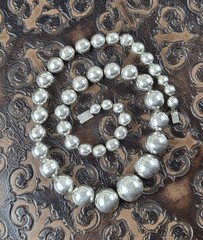 Vintage Signed Alpaca Silver Tone Graduated Ball Bead Necklace 27 1/2 inches
