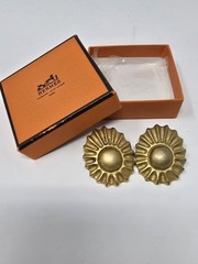 Vintage Hermès Paris Bijouterie Fantaisie Gold-Tone Sunburst Clip-On Earrings