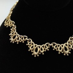 Vintage Monet Gold Tone Adjustable Scroll Swirl Choker Necklace 14.25in-17in