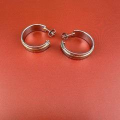 Vintage Hoop Earrings Lot Silver Gold Tone Thick Mixed Sizes Pierced 1990s