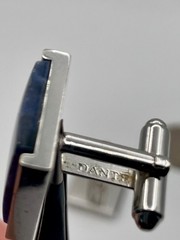 Vintage Dante Silver Tone Blue Sodalite Cufflinks Mid Century Rectangle Stone