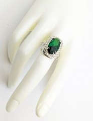 Vintage Luxury RING Silver 925 with Chic Big Bright Stone -size: 9US (19mm)| #53