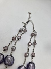 M&S Marks & Spencer Purple Glass Bead Double Strand Statement Necklace